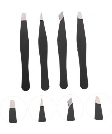 12 STK Mini Eyebrow Tweezers Set - Pointed Precision Tweezers for Women's Beauty - Sloping Lace Steel - 3 Black Sets - Perfect for Eyebrow Grooming - Buy Online on GoSupps.com