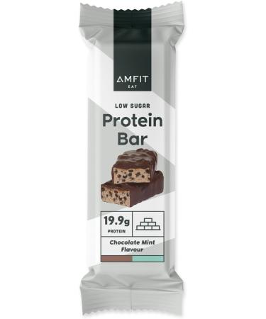 Amfit Nutrition Protein Bar - Low Sugar Chocolate Mint 19.8g Protein | 12-Pack | International Shipping Available - Buy Online on GoSupps.com
