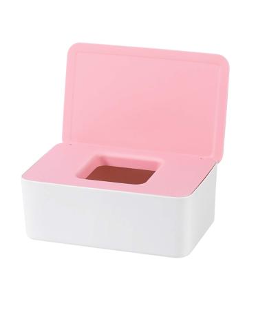 QKFON storage box for wet wipes wet wipes for dry and wet tissue paper napkin holder wet wipes donor holder with lid for home and office (pink white-B)