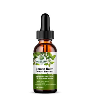 Amazing Botanicals Lemon Balm 10X Extract Tincture - Melissa Officinalis - Herbal Supplement for Relaxation and Cognitive Support - 60ml / 2oz 2 Fl Oz (Pack of 1)
