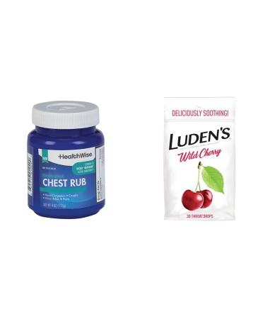 HealthWise Medicated Chest Rub Luden's Wild Cherry Sore Throat Drops | 4 oz Chest Rub 30 Count Drops