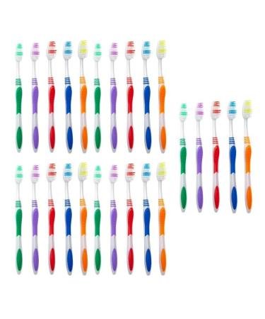 Natraco Bulk toothbrush set with hygienic references premium quality individually packed colorful toothbrushes medium-sized bristles perfect for travel packages donations hotels (25 pieces) 25 Count
