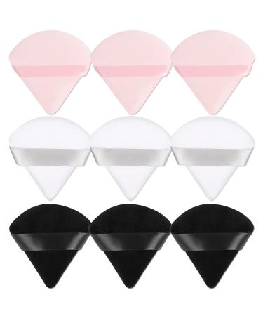 9 Pieces Triangle Powder Puff Super Soft Face Triangle Makeup Puff for Face Body Loose Powder Cosmetic Foundation Makeup Tools for Women Girls Gift(Black, White, Pink) Black, White, Pink-9pcs