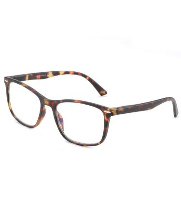 ZENOTTIC Anti-Blue Light Reading Glasses Rectangular Men with Glasses Case for PC TV Gaming UV 400 Protection Tortoise 1.0 x