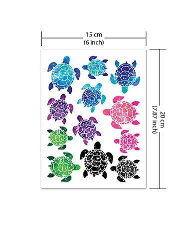 WIRESTER Temporary Tattoo Stickers - Set of 12 Sea Turtle Designs for Kids & Adults - Face, Hand, Neck, Wrist - Party Favor Body Art - 6 x 7.87 inch Tattoo Sheet (Blue, Pink, Purple, Green, Black) - Buy Online on GoSupps.com