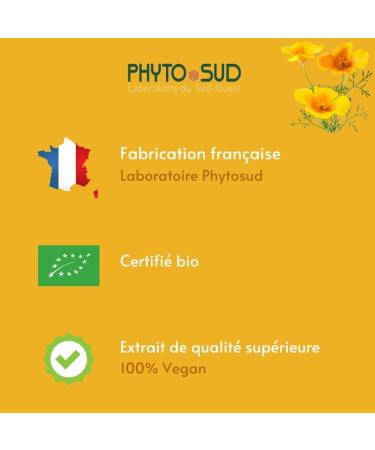 Phytosud Organic Escholtzia extract titrated in californidine for sleep quality - 60 capsules - Made in France - Buy Online on GoSupps.com