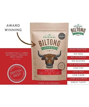 Piri Piri Biltong - High Protein Healthy Snack from British & Irish Beef | 250g Pack - The Original Biltong Company - Buy Online on GoSupps.com