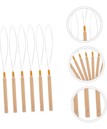 Baluue 12 Pcs Wooden Handle Wig Crochet Hair Extension Tool Pulling Hooks for Sewing Stainless Steel Khaki - Buy Online on GoSupps.com