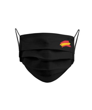 Cencibel Smart Casual Mask with Spanish Flag on Black Background Black One Size