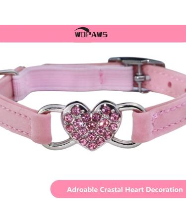 WDPAWS Heart Bling Pink Cat Collar - Adjustable Safety Belt and Bell - Ideal for Kitten Cats 8-11 inches - Buy Online on GoSupps.com