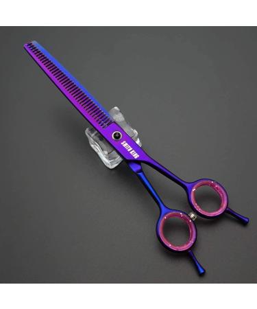 Professional 7.0 inch Dog Grooming Scissors Set - Straight, Thinning, Curved, Chunkers, Comb - 5pcs - Right-Handed Purple - Buy Online on GoSupps.com