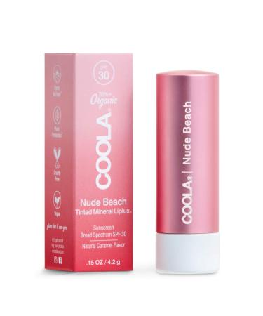 COOLA Organic Tinted Lip Balm & Mineral Sunscreen with SPF 30, Dermatologist Tested Lip Care for Daily Protection, Vegan, 0.15 Oz Nude Beach