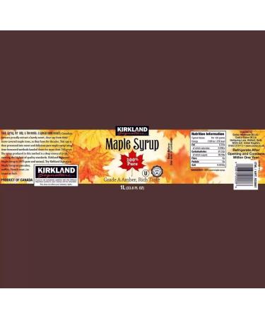  KIRKLAND Kirkland Maple Syrup 100% Pure & Natural Grade A Strong Taste 1 Litre (Box of 1) - Buy Online on GoSupps.com