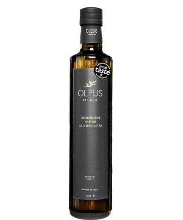 OLEUS PREMIUM Premium quality olive oil - Cold pressed - Greece - For cooking/roasting - Extra Virgin - Mild fruity - 100% Koroneiki - Olives | Messinia | Gift | 500ml glass bottle