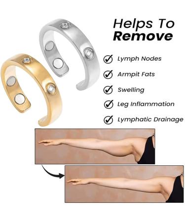 Asotagi Lymphatic Drainage Therapy Magnetic Rings - 2-Piece Open Finger Ring Set for Men & Women | Gold - Buy Online on GoSupps.com
