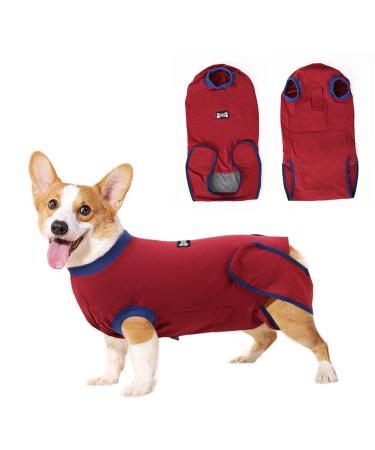 Vanansa Dog Post Surgery Suit Dog Surgery Recovery Suit Prevent Licking Dog Onesie Male/Female Large Medium Dog Red XL Red XL