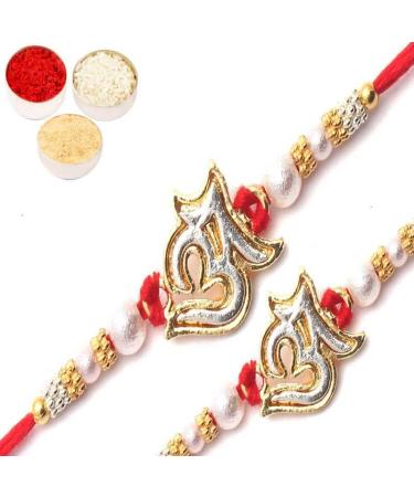 Ghasitaram Gifts Ghasitaram Gifts Rakhi for Brother Rakhis Online - Set of 2 Evoking The Aura of blessiings The Om Mantra Rakhi