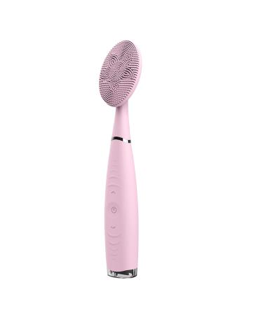 Silicone Sonic Face cleaning brush 5 adjustable speeds facial cleaning washer Recharged waterproof for deep cleaning gentle peeling and massage (pink)