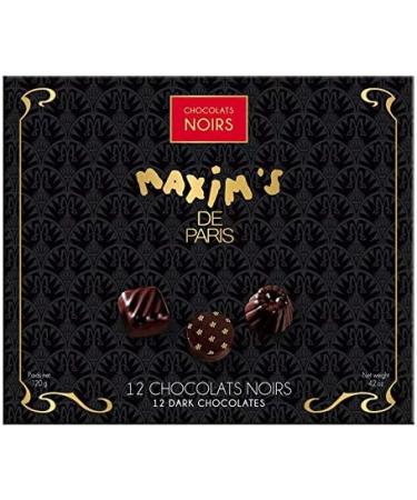 Maxim's de Paris Fine Imported Chocolate | 12pc 120g Gift Box Assortment of Dark Chocolates from France. - Buy Online on GoSupps.com