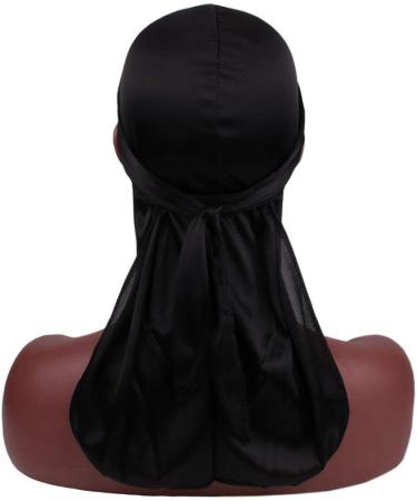 2pcs Set Durags and Bonnets - Long Tail Silky Doo rag and Turban Sleep Cap for Men and Women - Black - Buy Online on GoSupps.com