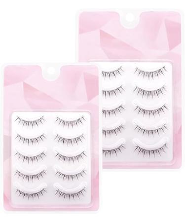 10pairs Fake Eyelashes Eyelashes Natural Look False Lashes Fluffy Wispy Fake Eyelashes Strip Lashes Short Cat Eye Lashes for Beginner Eye Makeup(Black) - Buy Online on GoSupps.com