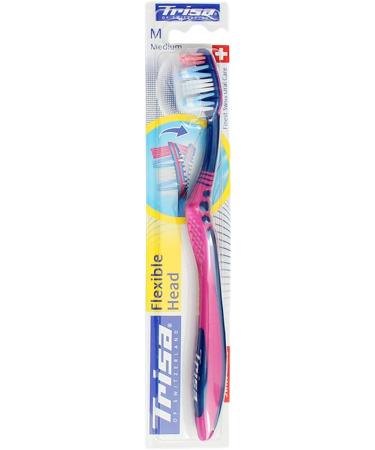 Trisa Flexible Head Manual Toothbrush - Optimal Dental Care Medium Multi-Color (Blue/Green/Pink/Yellow) - 1 Piece - Buy Online on GoSupps.com