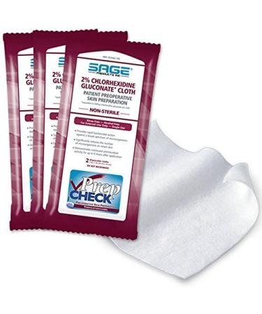 Sage 2% Chlorhexidine Gluconate (CHG) Cloths - Each (1 package of 3)