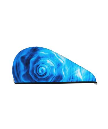 Blue Shell Microfiber Hair Towel Soft Super Absorbent Hair Towel Wrap for Women Coral Velvet Quick Dry Hair Cap for Long Curly and Thick Hair