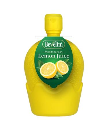 Bevelini Mediterranean 100% Pure Lemon Juice Squeezy Bottle 200ml (Pack of 12). Cute Bottle. Perfect for Tacos Drinks Sauces Salad Dressings