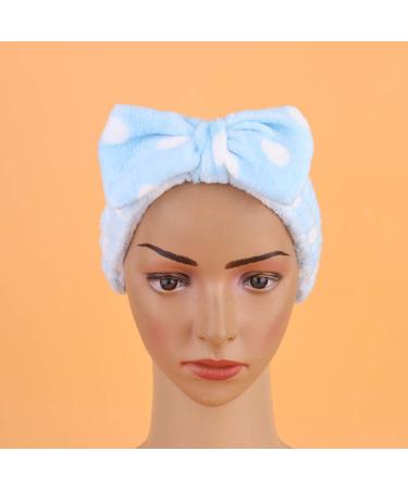 Minkissy 3PC Bowknot Makeup Elastic Headwraps - Flannel Hair Bands for Face Washing Spa & Cosmetics - Pink Blue Light Blue - Buy Online on GoSupps.com