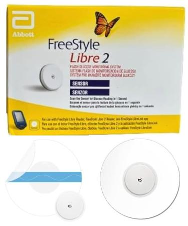 Abbott Freestyle Libre 2 Sensor for diabetes monitoring CGM for UK white + FREE Tetra-Sole Waterproof Sensor Cover