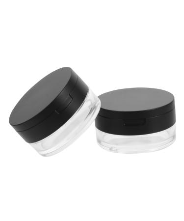 WOONEKY 2pcs Elastic Mesh Loose Powder Box Portable Powder Case Makeup Powder Case Mirror Brackets Abs Black