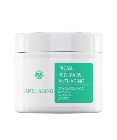 35% Glycolic Acid Pads for Face & Body Exfoliating Facial Peel AHA Resurfacing Pads with Vitamins B5 C & E and Green Tea Glycolic Acid Peel Pads for Fine Lines & Wrinkles 50 Pads