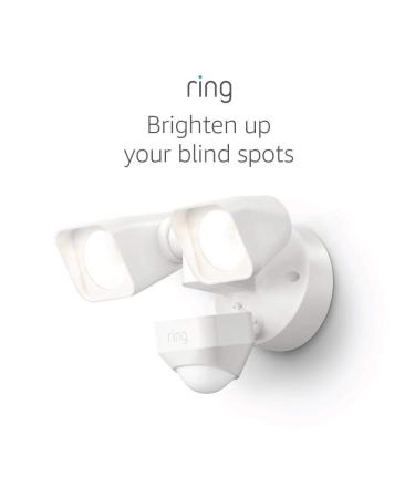 Ring Smart Lighting  Floodlight, Wired, Outdoor Motion-Sensor Security Light, White (Bridge required) White Wired Floodlight