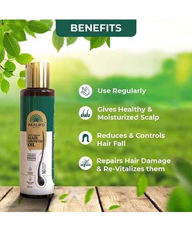 AKALIKO NATURAL Hair Growth Oil for Hair Fall Control & Regrowth | 5 Natural Ingredients - Black Cumins, Avla, Coconut, Almonds & Curry Leaves | 120ml - Buy Online on GoSupps.com