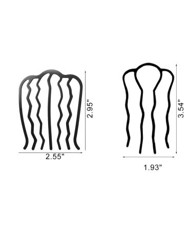 4 Pcs Black Hair Side Combs Hair Fork Clip Set- Hair Pins for Buns Updo French Twist, Stylish Alloy Hair Clips for Women - Buy Online on GoSupps.com