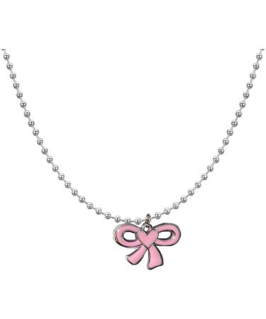 OralGos Fashion Bow Pendant Necklace - Cute Clavicle Chain & Ball Choker Jewelry | Simple Style Metal Accessories - Buy Online on GoSupps.com