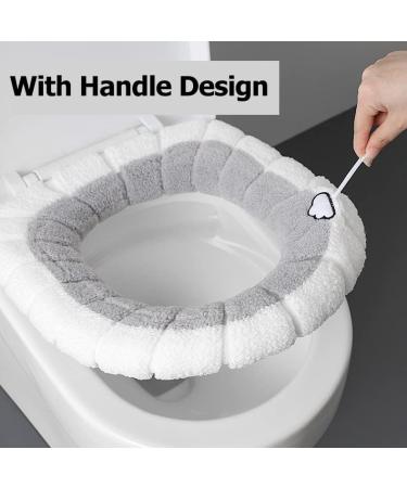 TimeCity 4PCS Warm Toilet Seat Covers Pads | Thicker Winter Bathroom Cushioned Comfort | Stretchable Elongated Washable Seat Pads - Cloud-color - Buy Online on GoSupps.com