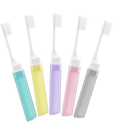 WLLHYF 5 PCS Mini Folding Travel Toothbrush Kit with Case - Portable Soft Bristles for Adult Kid Camping - Buy Online on GoSupps.com