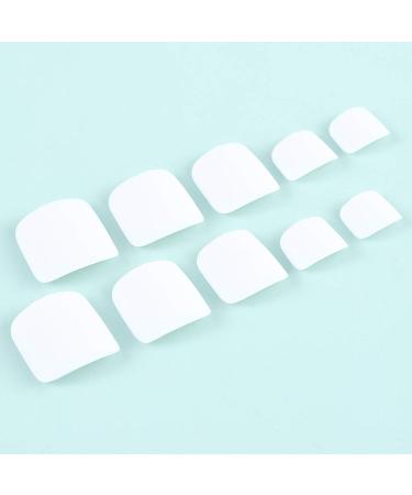ELABEST Solid Color Matte False Toe Nails - Short Square Full Cover 24PCS Fake Toenails (White) - Buy Online on GoSupps.com