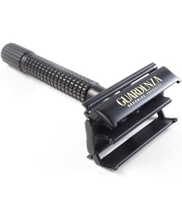 Guardenza Double-Edge Safety Razor Butterfly | Classic Matt Black Barber Razor with Blades | Premium Shaving Experience - Buy Online on GoSupps.com