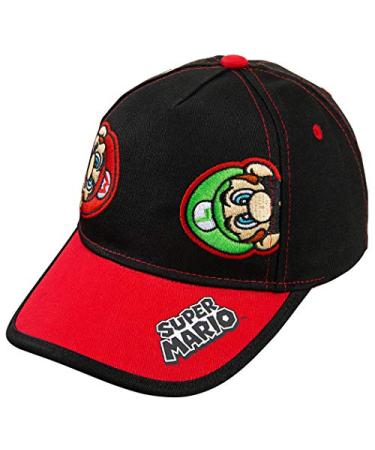 Nintendo Super Mario and Luigi Black Cotton Baseball Cap  Size Boys 4-14 6014