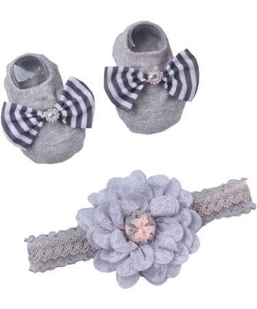 CAZSTYK Headband & Socks Set for 0-1Y Boy Girl Elastic Lace Headdress Toddler -Slip Floor Socks Baby Accessories S33 - Buy Online on GoSupps.com