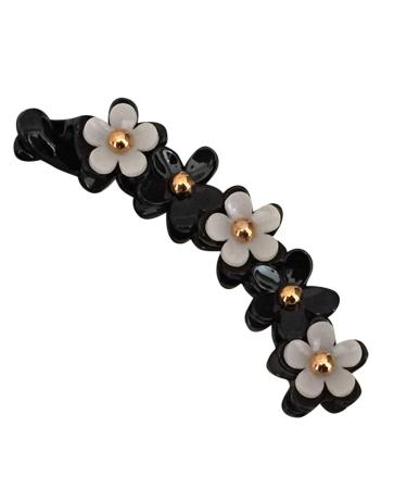 Lurrose Acrylic Banana Hair Clips Toothed Ponytail Holder Strong Tension Hair Claw Flower Barrette for Women Girls Black