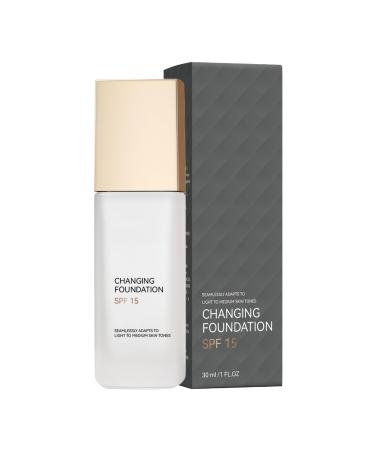 Mimoqk Liquid Foundation Longwearing Concealer Color-Changing SPF15 Formula Full Coverage Even Tone Makeup Long-Lasting Concealer for All Skin Types