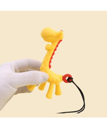 Cartoon Giraffe Pendant Mom Necklace | Baby Teething Chew Silicone Teether - Yellow - Buy Online on GoSupps.com