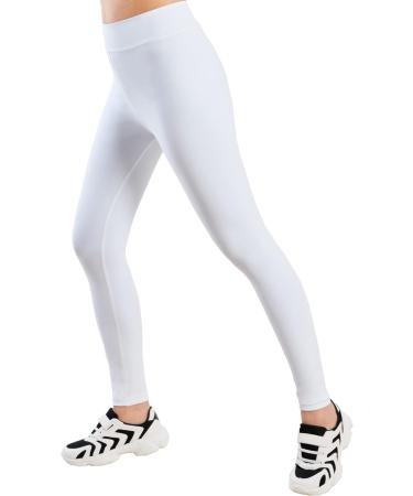Kiderence Youth Girls White Athletic Capri Leggings - Size 11-13 Years | Dance, Running, Yoga Shorts - Buy Online on GoSupps.com