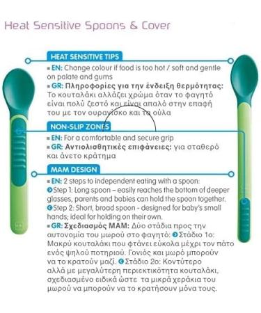 MAM Heat Sensitive Feeding Spoons | Colour Change Baby Spoons | Baby Cutlery Set | Blue | Two Sizes - Baby Weaning Essentials - Buy Online on GoSupps.com