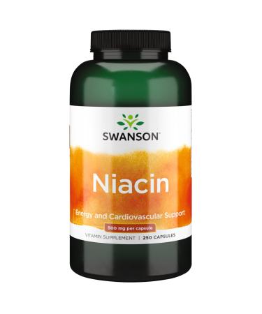 Swanson Niacin (B3) Cardio Health Support Carbohydrate Metabolism 500 Milligrams 250 Capsules 1