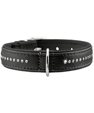 HUNTER MODERN ART LUXURY dog collar imitation leather rhinestones 37 (XS-S) black black 37
